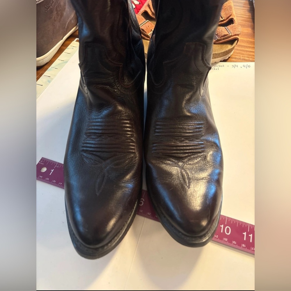 Dan Post Black Cherry Leather Cowboy Boots with Embroidered Shaft size 9.5 D